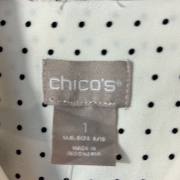 Chicos semi-sheer polka top long sleeve blouse in size 1 (8/10) EUC - Picture 3 of 9